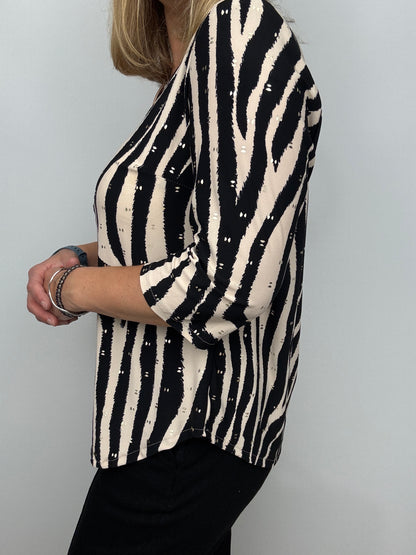 STACEY button-detail V-neck top
