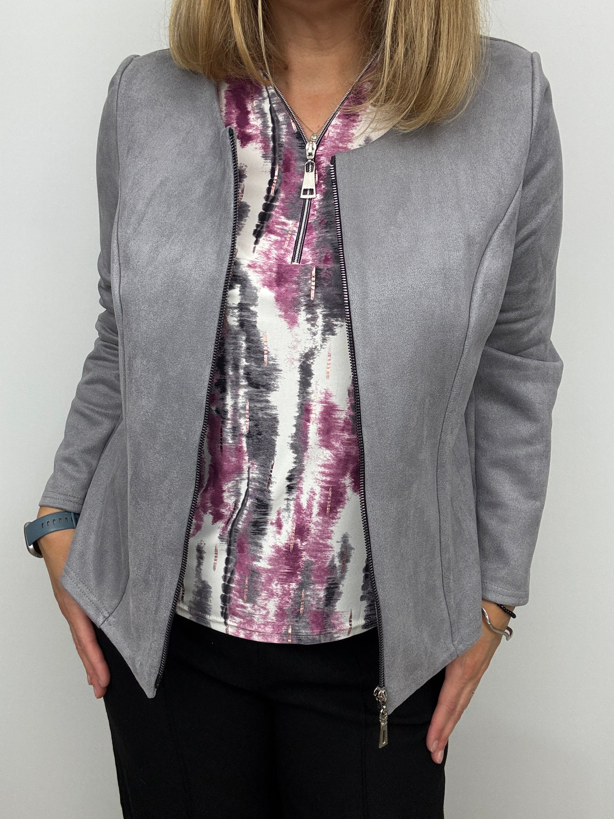 ABBEY 3/4 sleeve zip top