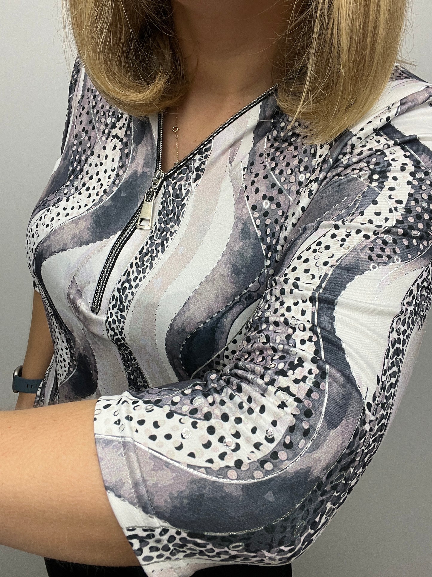 DAPHNE 3/4 sleeve zip top