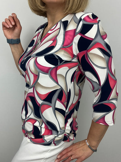 KARLA 3/4 sleeve zip top