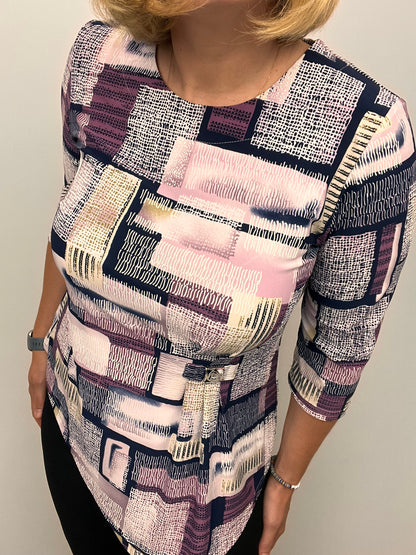 EMILY round neck top with dipped hem