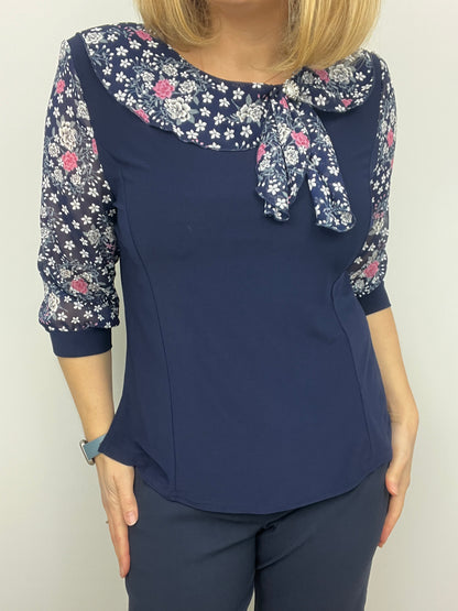 ERICA top with bow detail at neckline