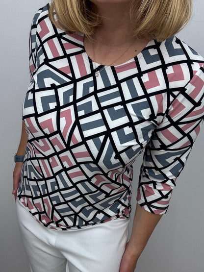 JANE peachy feeling style top 3/4 sleeves