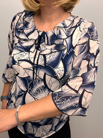 LUNA Double ruffle round neck top