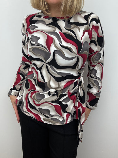 SUZANNE peachy feel long sleeve wrap-style top
