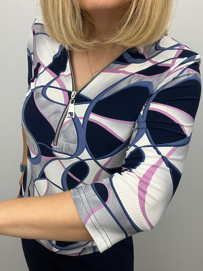 CLAIRE 3/4 sleeve zip top