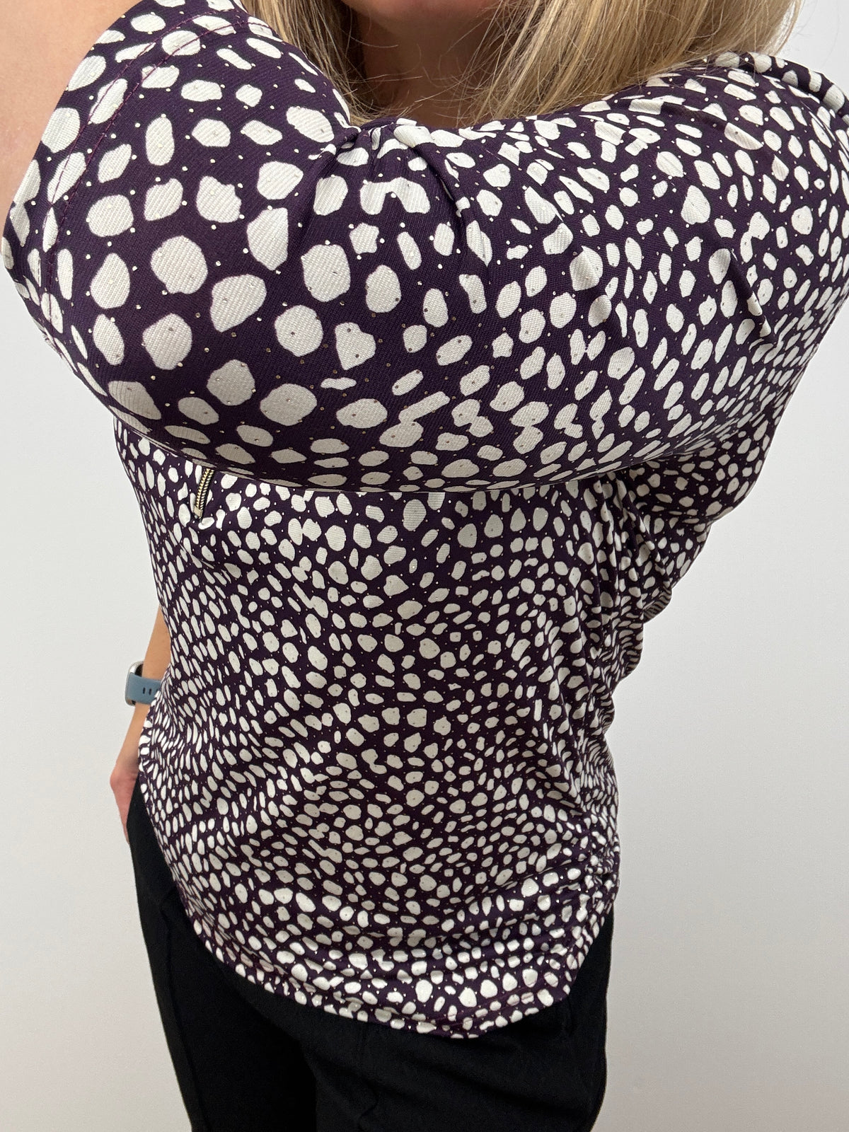 PATRICIA plum 3/4 sleeve zip top