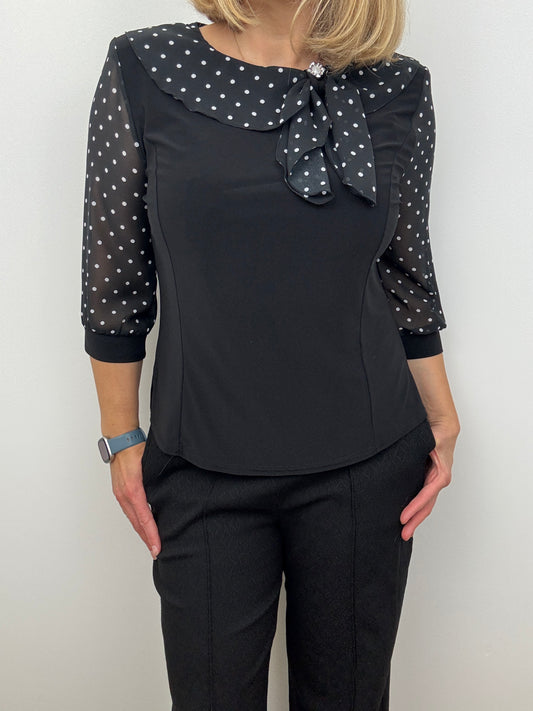 DOREEN top with bow detail at neckline