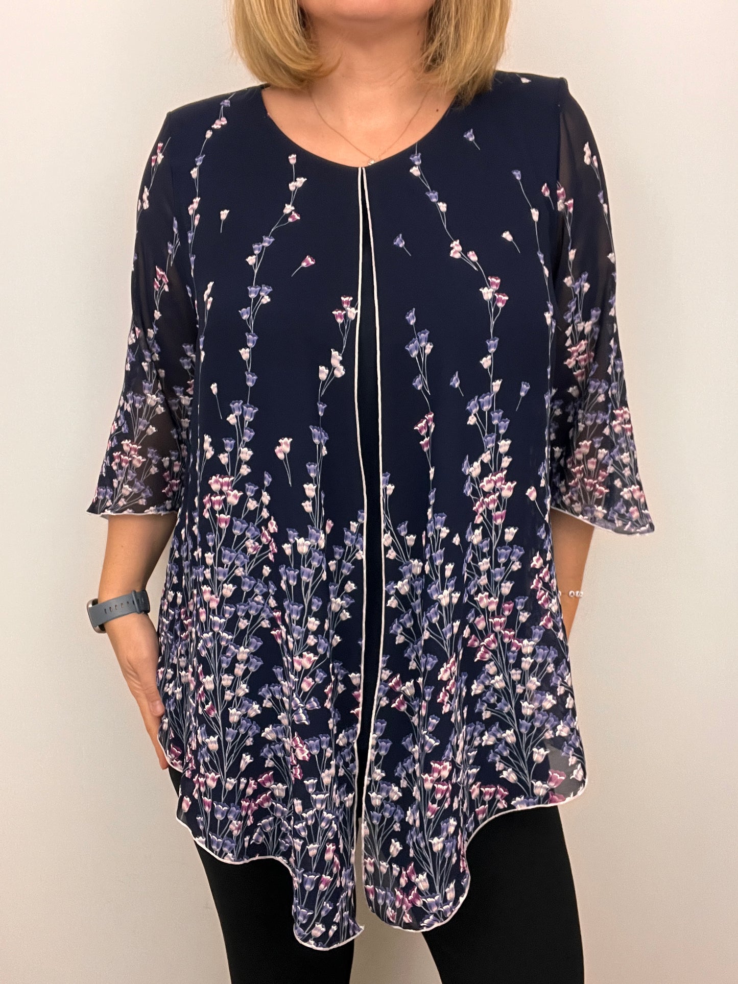 JUDITH chiffon cape-like effect top