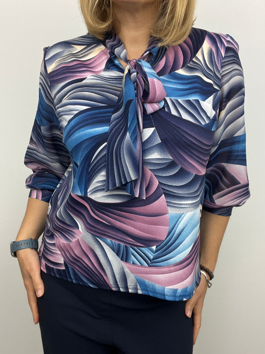 DOMINIQUE top with bow tie neck