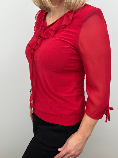 ROSALIE plain red ruffle top