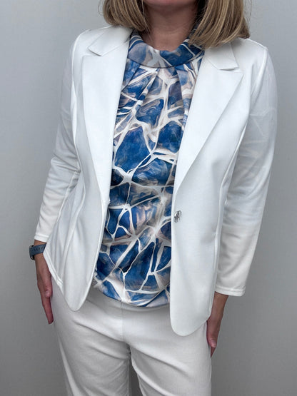 FREYA high neck top with gently elasticated hem