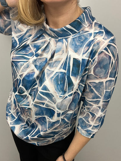 FREYA high neck top with gently elasticated hem