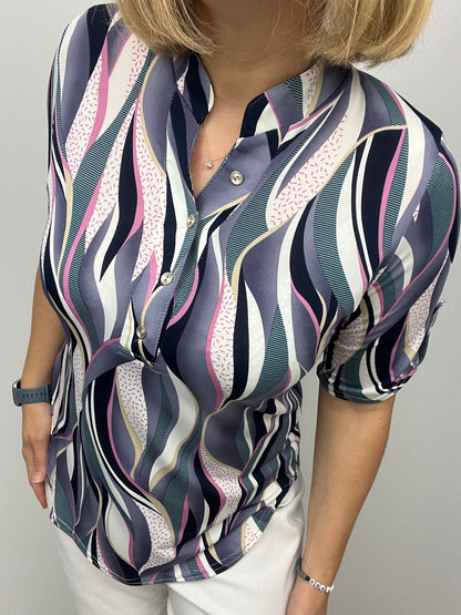 ZOE stand-up collar blouse