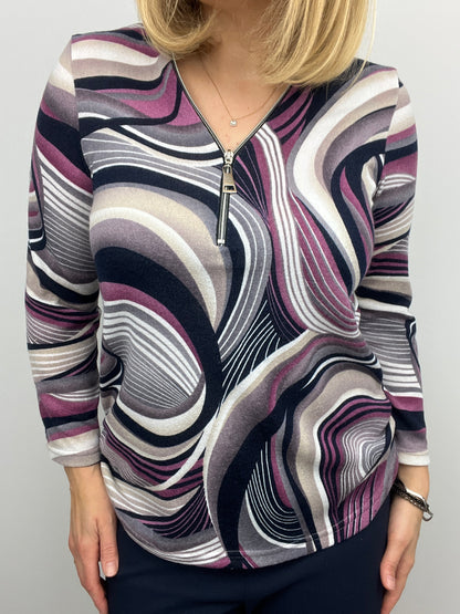 LAVENDER fine knit zip top sizes 12-26