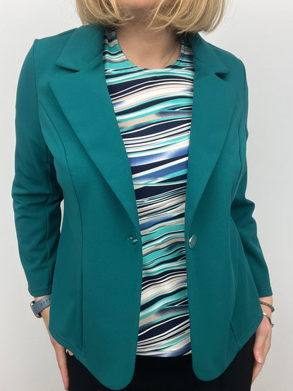 Emerald green fabric jacket with lapel collar