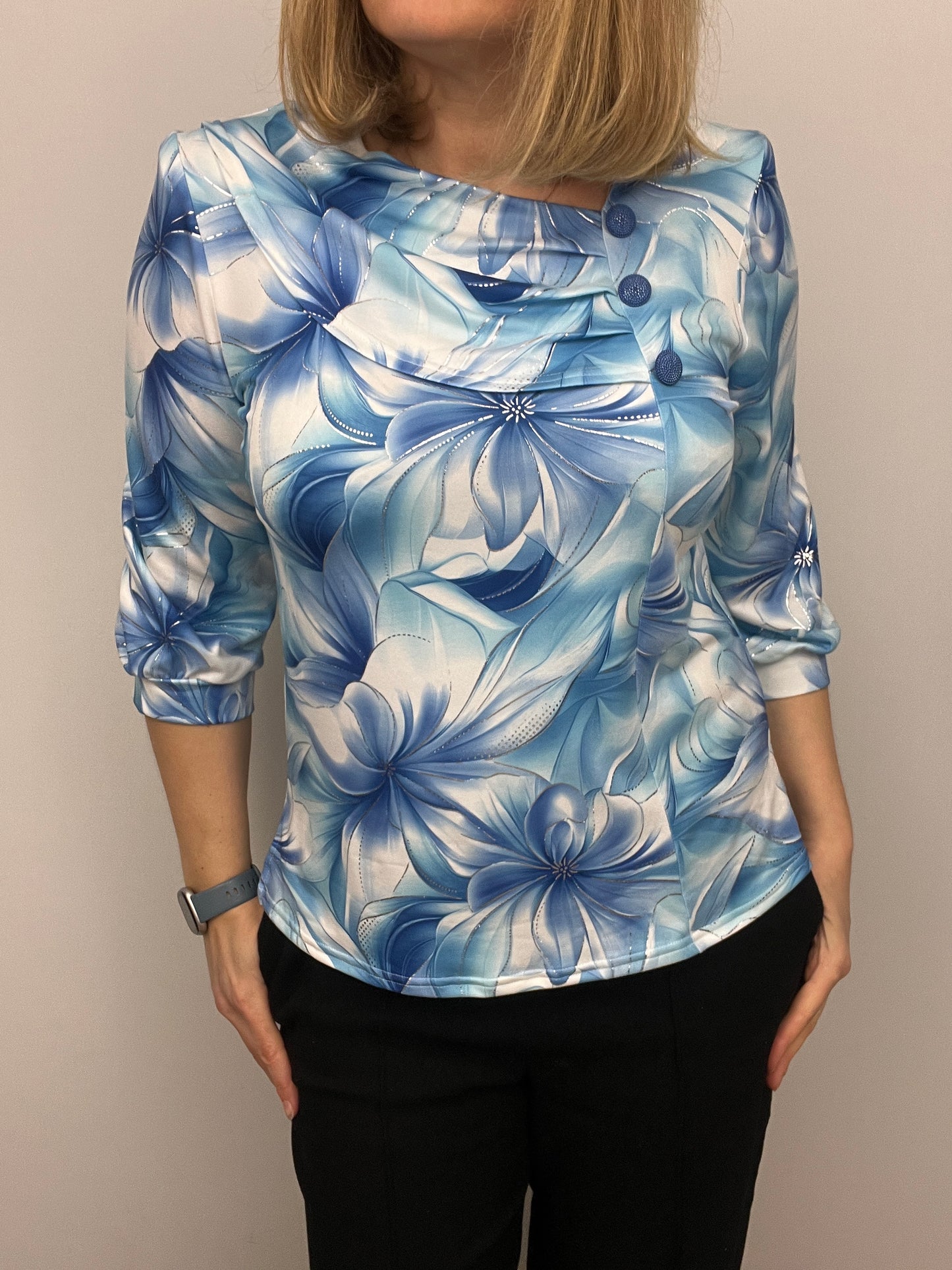 LORRAINE top with pleated neckline