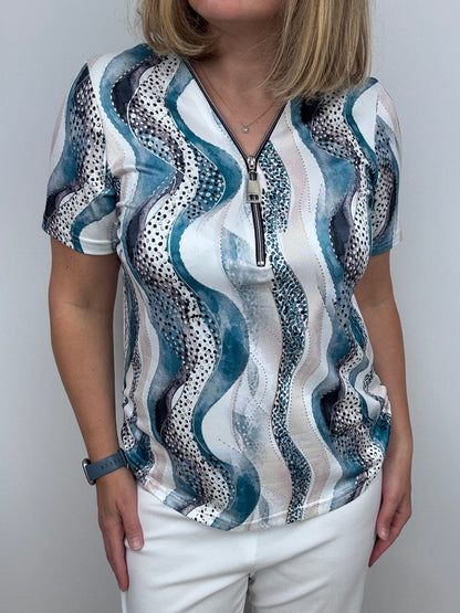 TRISH short sleeve zip top