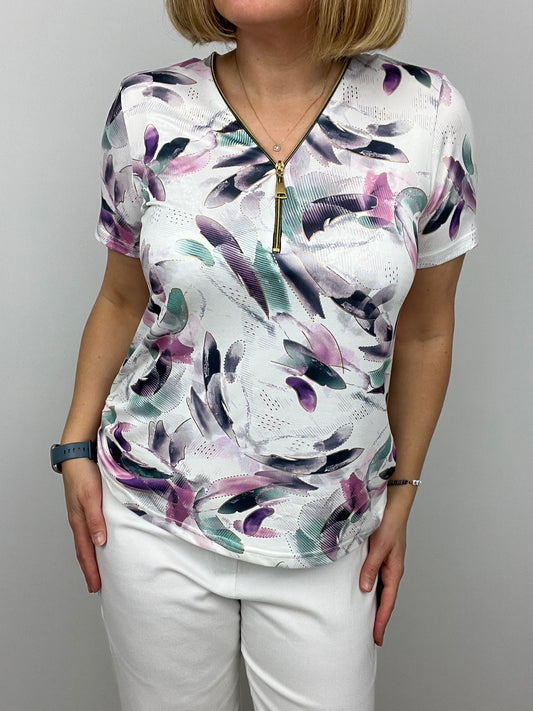 TRACY short sleeve zip top