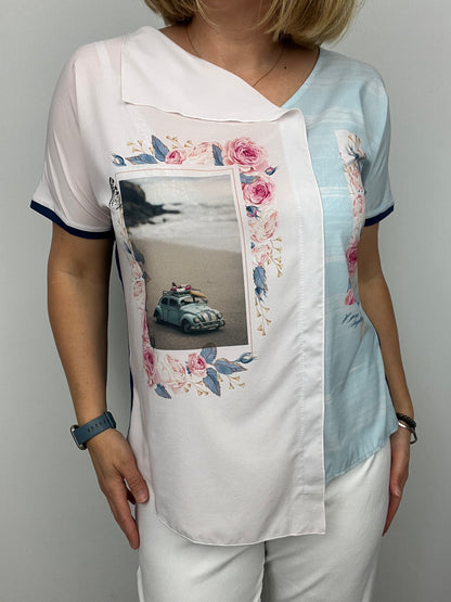 ELIANA coastal print summer top