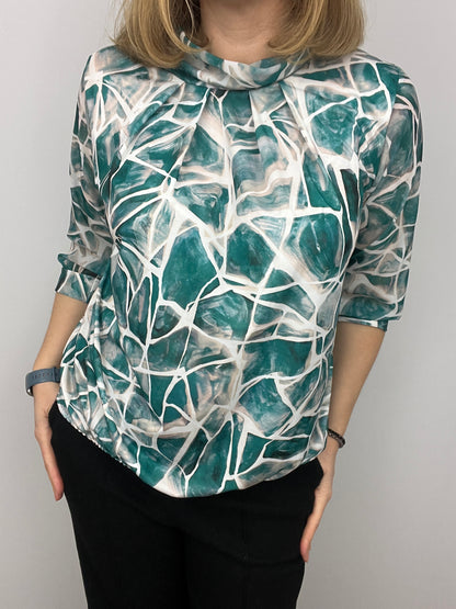SABRINA high neck top with gently elasticated hem