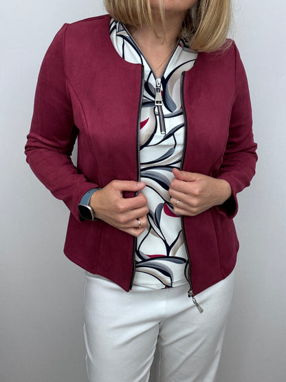 KAREN short sleeve zip top