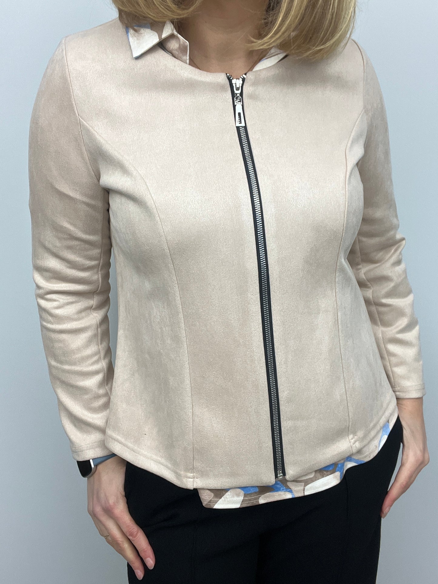 Suedette jacket beige