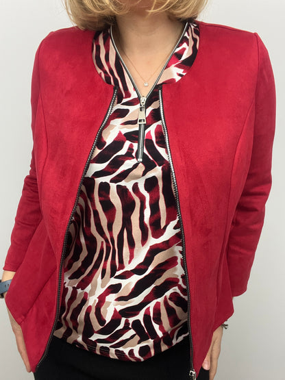 Suedette jacket red