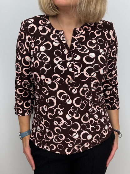TESS V-neck top with 3 buttons