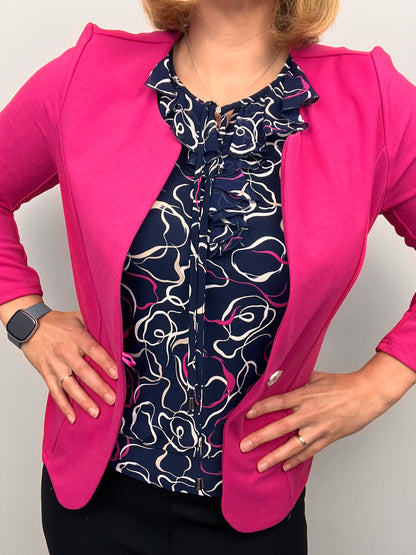 Fuchsia One-button fabric jacket