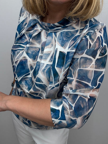 FREYA high neck top with gently elasticated hem