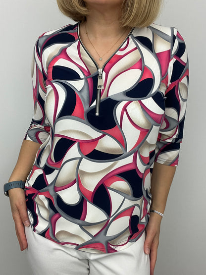 KARLA 3/4 sleeve zip top