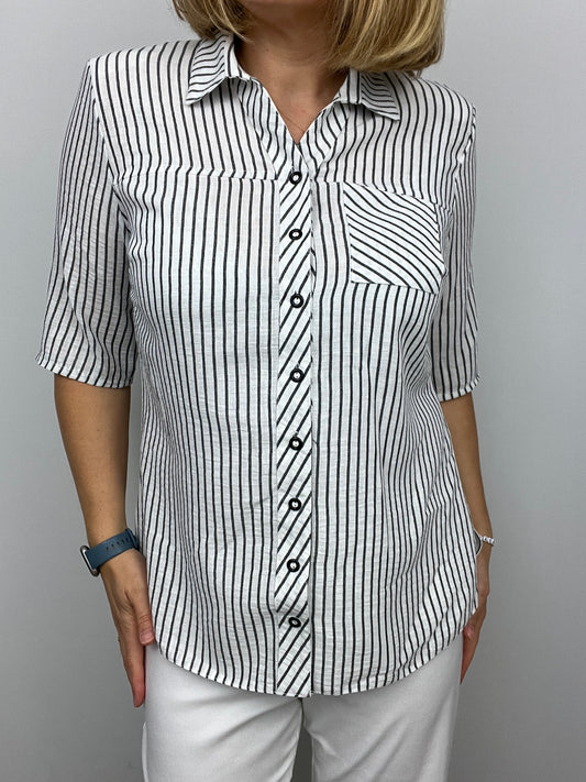 EVIE cotton/linen button down blouse