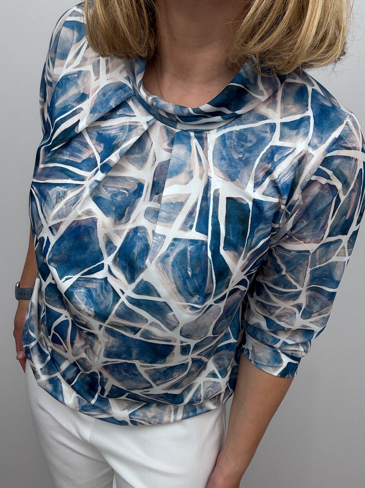 FREYA high neck top with gently elasticated hem