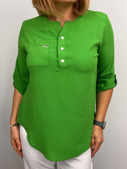 FIA green crape blouse