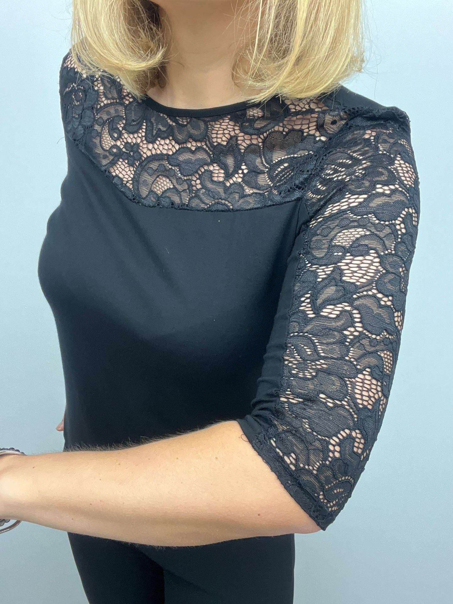 CHANTELLE black top with lace panel
