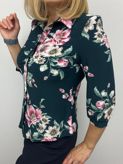 RITA green button down blouse