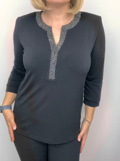 FRANCESCA black festive top