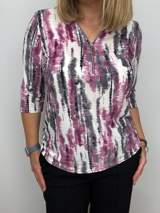 ABBEY 3/4 sleeve zip top