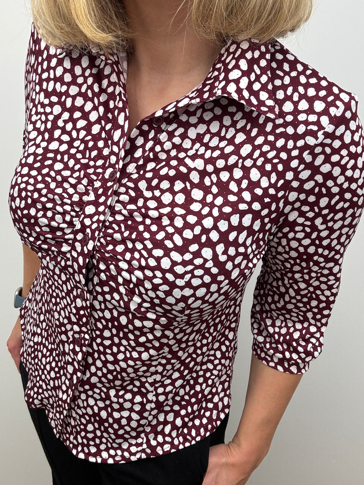 KYLIE burgundy button down blouse