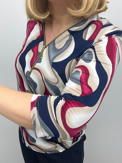 OLYMPIA 3/4 sleeve zip top