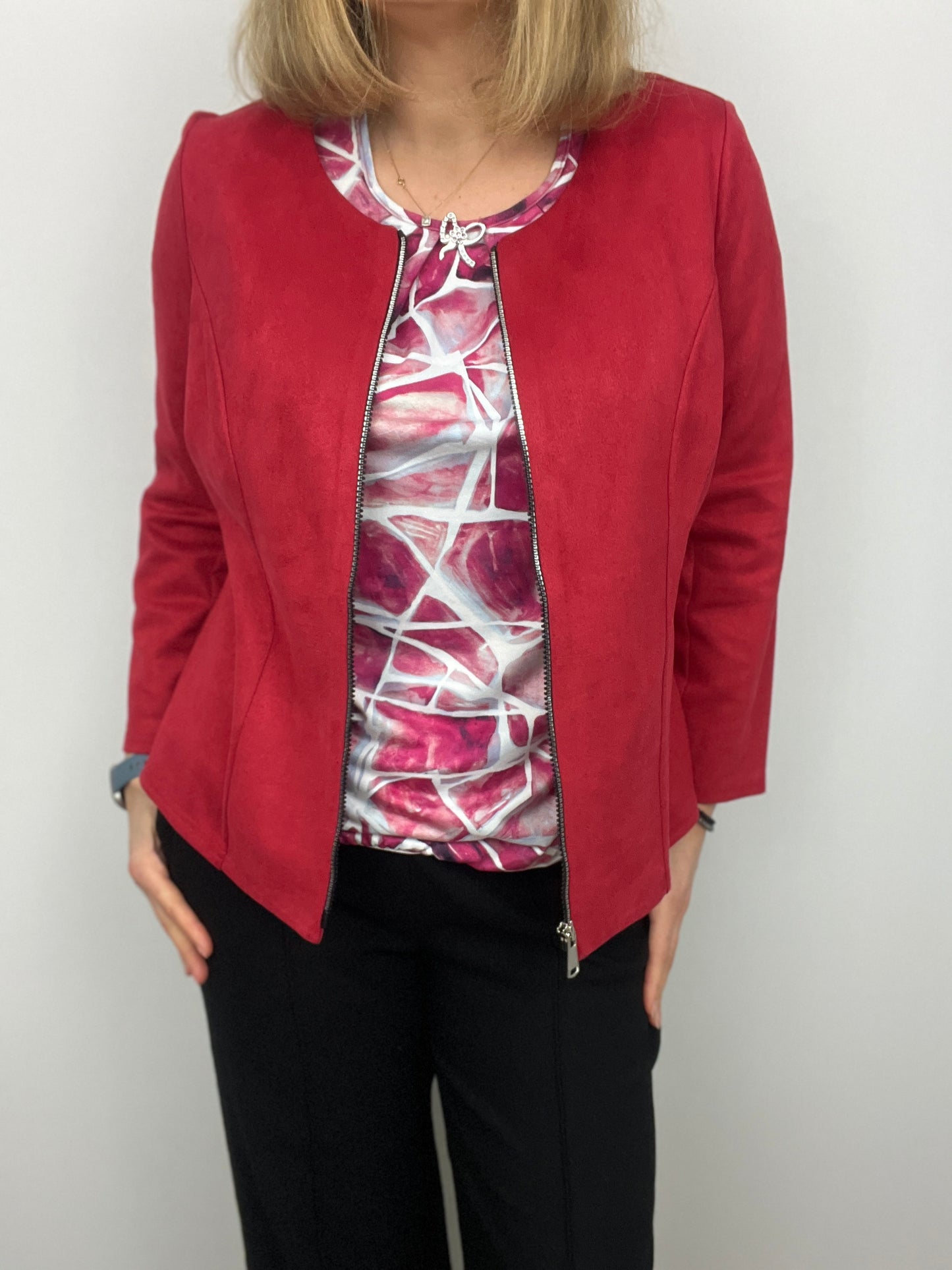 Suedette jacket red