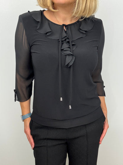 SHAUNA black ruffle top