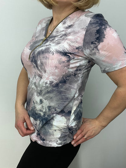 HANNAH short sleeve zip top