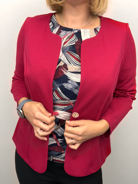 Deep Rose One-button fabric jacket