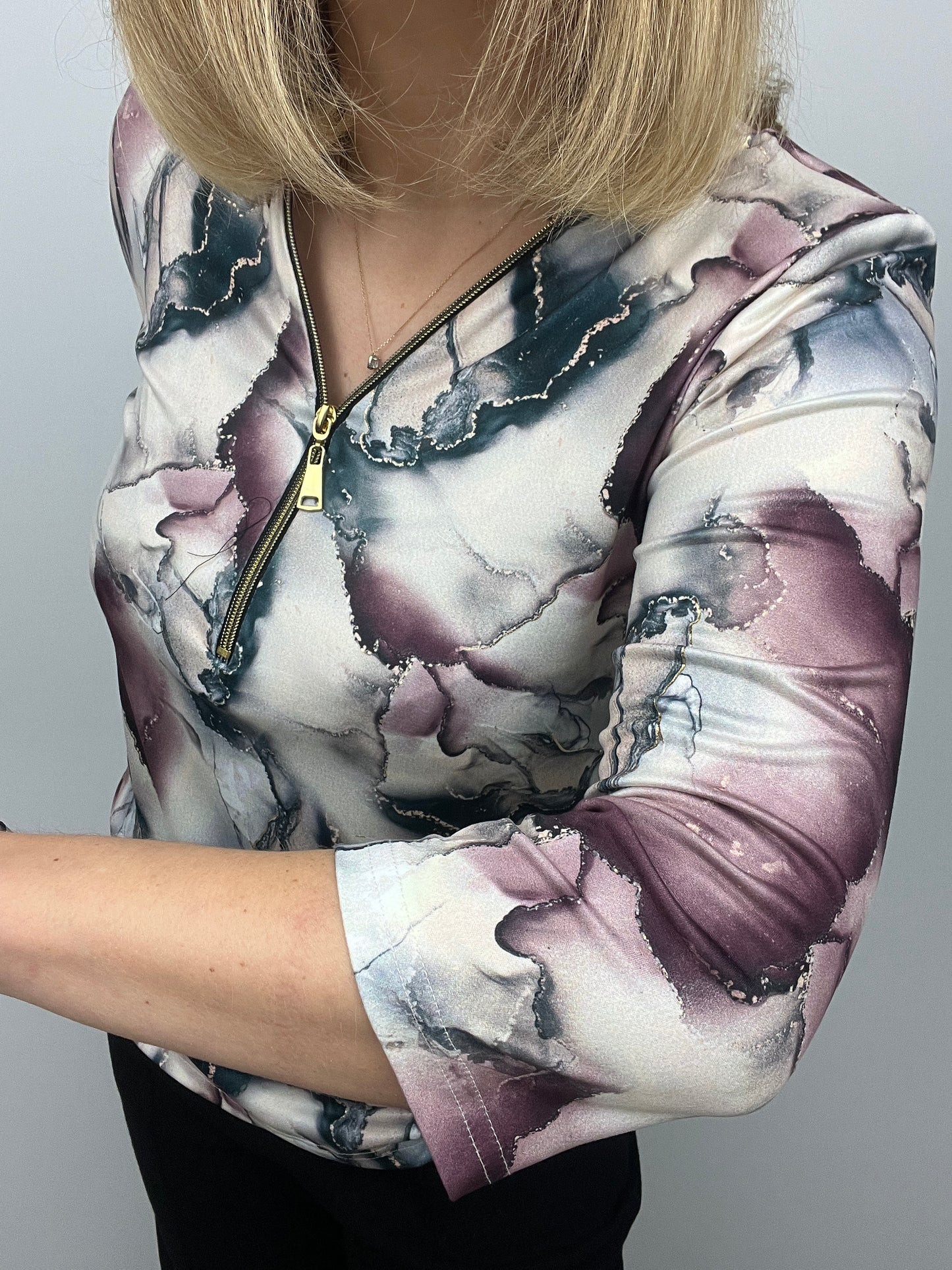 BRENDA zip top 3/4 sleeve