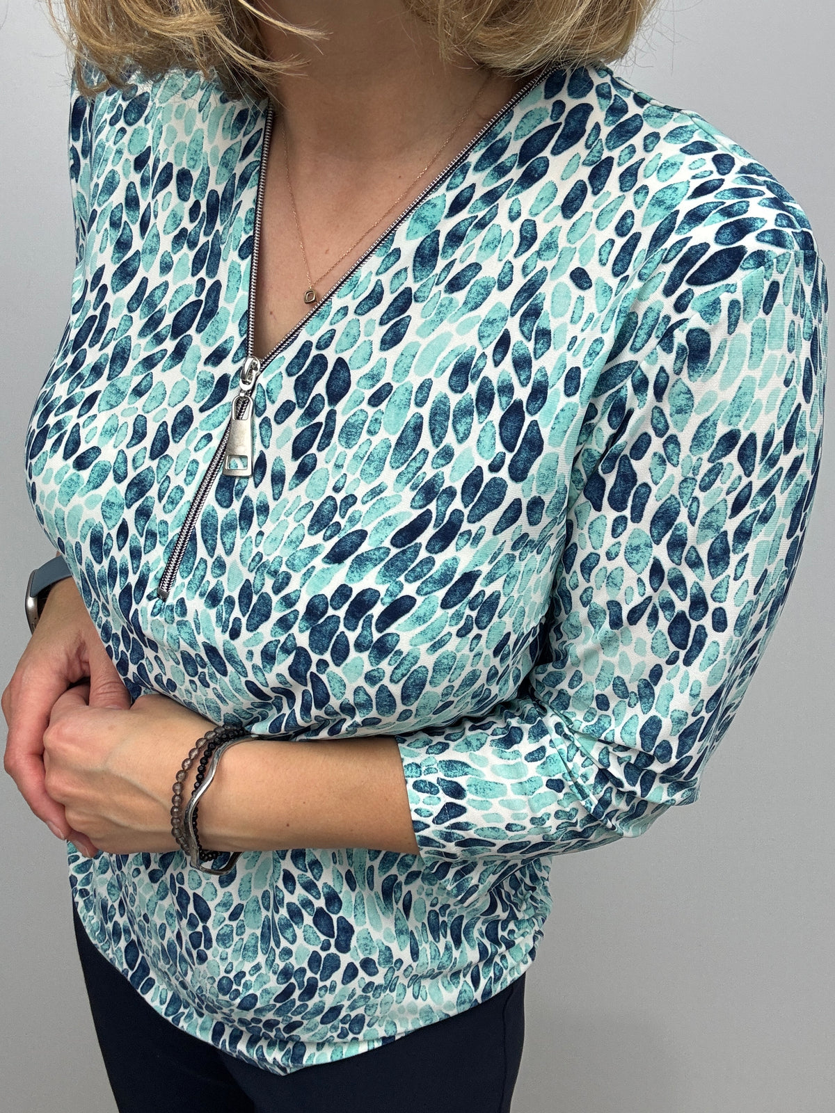 EILEEN 3/4 sleeve zip top
