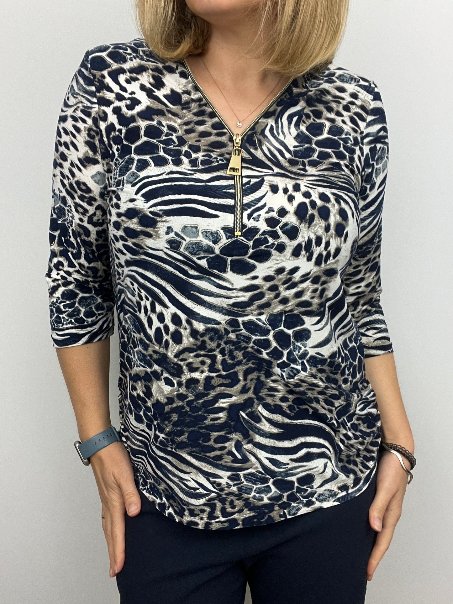 CAROLINE zip top 3/4 sleeve