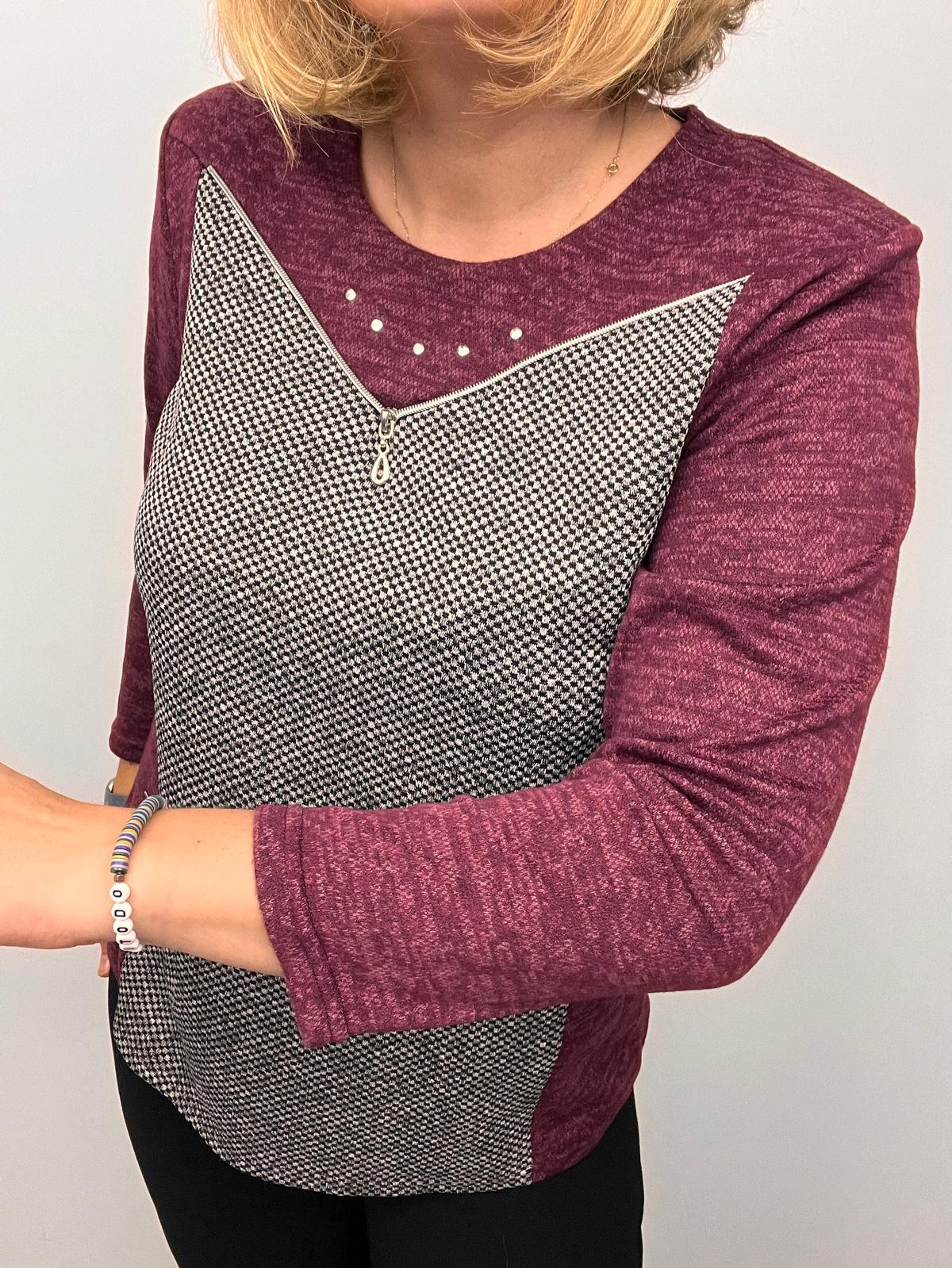 CLARA burgundy fine knit winter top