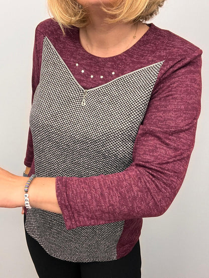 CLARA burgundy fine knit winter top